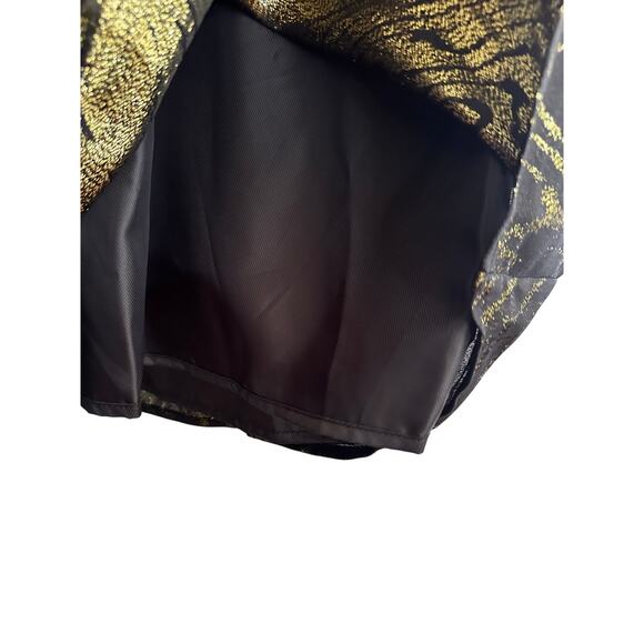 Michael Kors Size 8 Metallic Animal Print Shift Dress Short Sleeve Black Gold - Picture 4 of 9